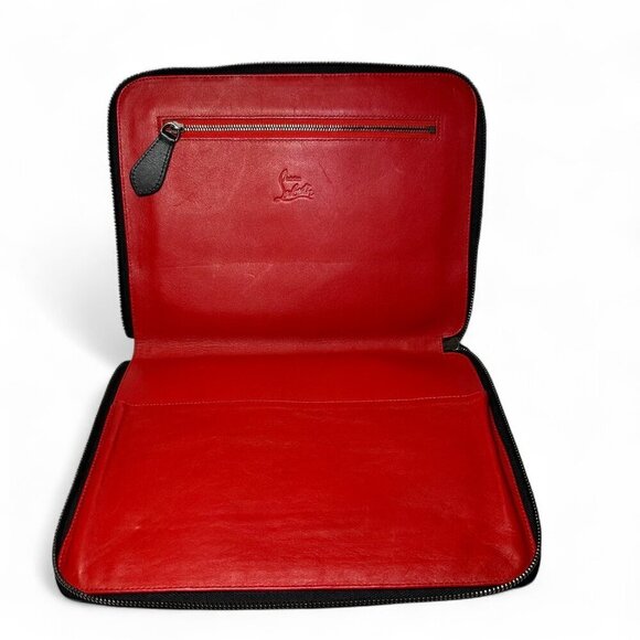 Christian Louboutin Black Leather Calfskin Spiked iPad Case/Wristlet - Picture 6 of 16